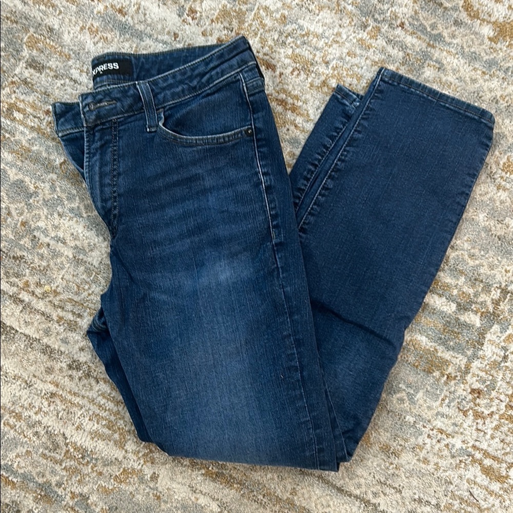 Express Men's Slim Straight Jeans in Dark Blue